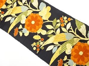 アンティーク　菊に木の実模様織り出し袋帯（着用可）